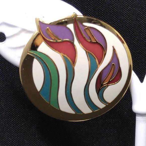 Laurel Burch "Lilies For Les" Floral Post Earrings, Gold Plated, 1980s Vintage - Picture 2 of 10